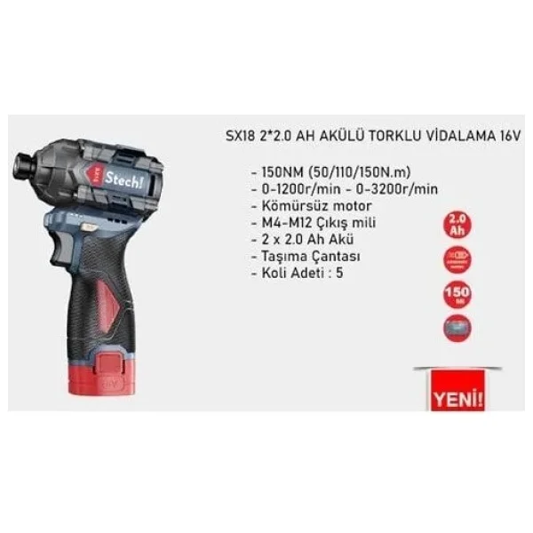 Stechend Sx18 Çift Akülü 2 Ah Vidalama Makinesi - Görsel 8