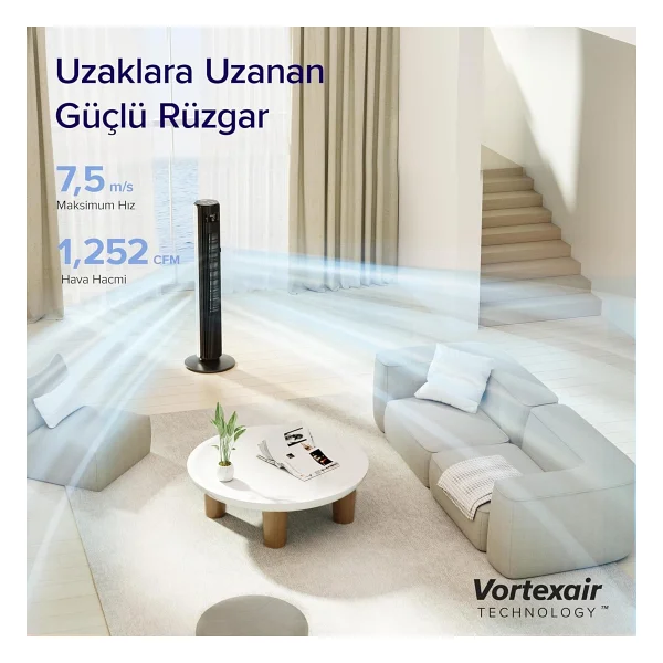 Levoit Kule Vantilatör Için Yatak Odası, 7,5 M/S, 23 W, 25 Db Sessiz Sütun, Uzaktan Kumandalı, 12 Hı - Görsel 2