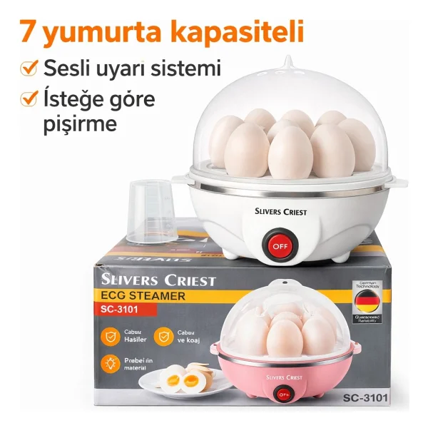 Maşita Masita Yumurta Pişirme Haşlama Cihazı 7 Yumurta Kapasitesi 350 W Paslanmaz Çelik Ve Otomatik Kapanma - Çok Renkli - Görsel 5