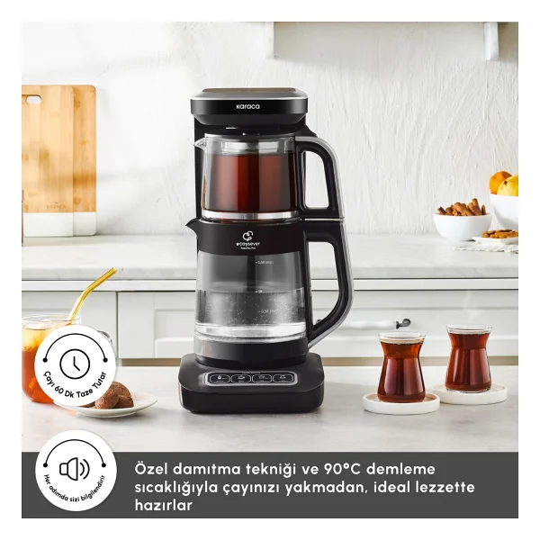 Karaca Çaysever Robotea Pro Connect 4in1 2500 W Silver Konuşan Cam Çay Makinesi - Görsel 3