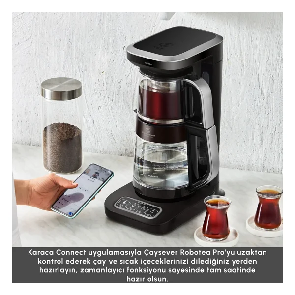 Karaca Çaysever Robotea Pro Connect 4in1 2500 W Silver Konuşan Cam Çay Makinesi - Görsel 4