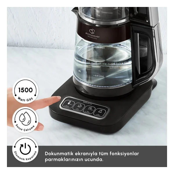 Karaca Çaysever Robotea Pro Connect 4in1 2500 W Silver Konuşan Cam Çay Makinesi - Görsel 5