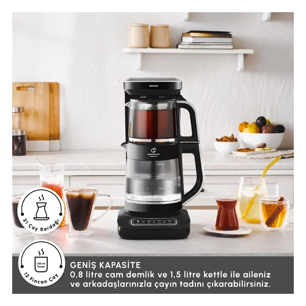 Karaca Çaysever Robotea Pro Connect 4in1 2500 W Silver Konuşan Cam Çay Makinesi - Görsel 8