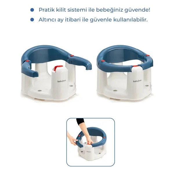 Babyjem Önden Açılır Banyo & Mama Oturağı Indigo Mavi - Görsel 3