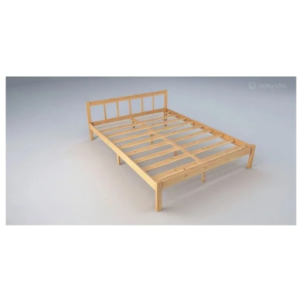 Pinoxi 100cm X 200cm Doğal Masif Ahşap Yuvarlak Çıtalı Başlıklı Karyola Doğal Ahşap Natural Renk - 100 X 200 Cm - Görsel 4