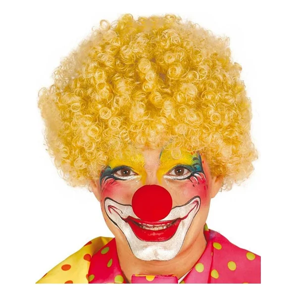 Sarı Renk Kıvırcık Afro Bonus Peruk Takma Saç Ve Kırmızı Burun Seti - Görsel 2