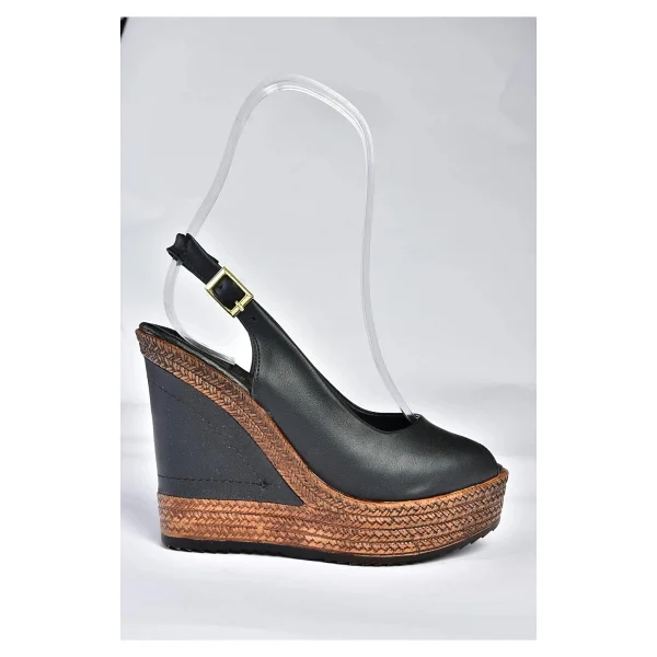 Fox Shoes Siyah Kadın Dolgu Topuklu Ayakkabı 9674070803 - Görsel 6