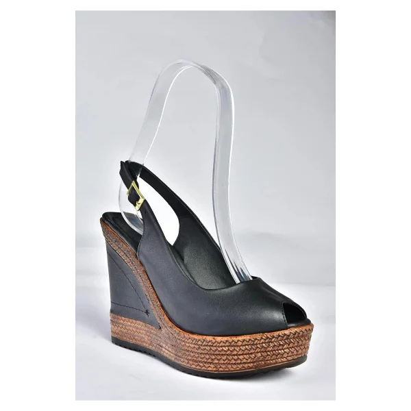 Fox Shoes Siyah Kadın Dolgu Topuklu Ayakkabı 9674070803 - Görsel 7