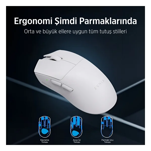 Philips Evnia Spk9718w Pro Max Beyaz Şarjlı Ergonomik Optik Kablolu/Kablosuz Oyuncu Mouse - Görsel 3