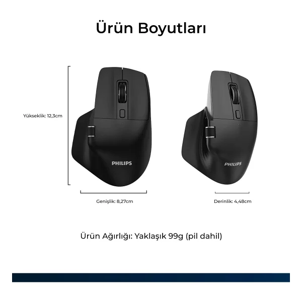 Philips Spk7858 Siyah Şarjlı Sessiz Optik Kablosuz Mouse - Görsel 5