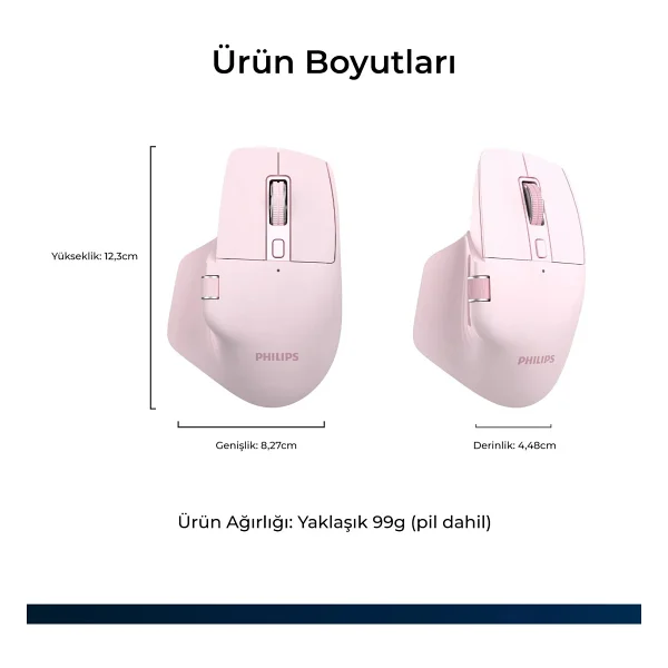 Philips Spk7858 Pembe Şarjlı Sessiz Optik Kablosuz Mouse - Görsel 7
