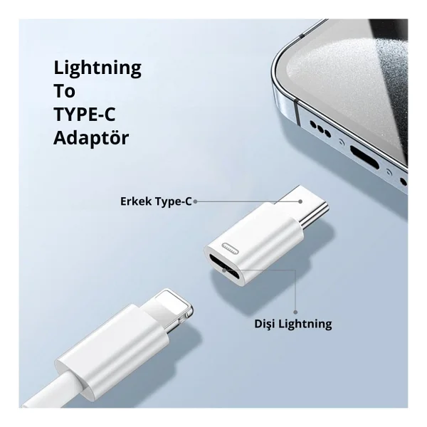 Alfais 6004 Type-C To Lightning Şarj Data Çevirici Dönüştürücü Adaptör - Görsel 6