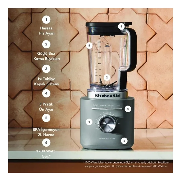 Kitchenaid Pure Power 5ksb2073edg Charcoal Grey 1200 W Sürahi Blender - Görsel 3