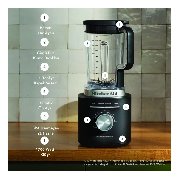 Kitchenaid Pure Power 5ksb2073ebm Matte Black 1200 W Sürahi Blender - Görsel 3