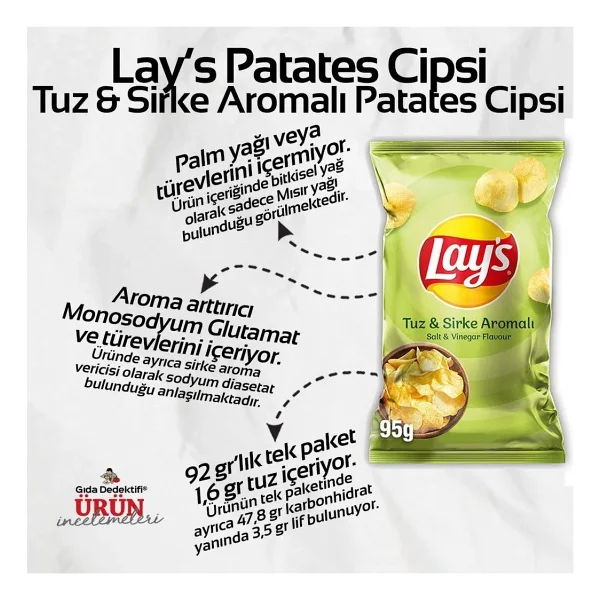 Lay's Lay's Tuz & Sirke Cipsi 95gr X 6 Adet - Görsel 7
