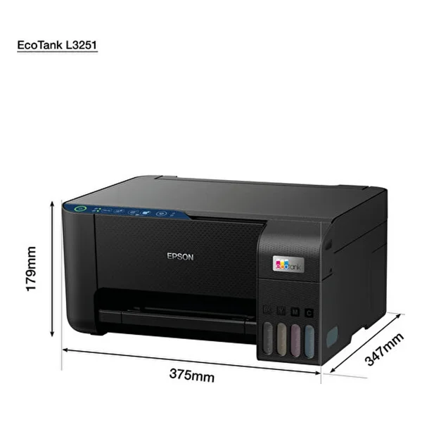 Epson Ecotank L3251 Wi-Fi + Tarayıcı + Fotokopi Renkli Çok Fonksiyonlu Tanklı Mürekkep Püskürtmeli Yazıcı - Muadil Mürekkepli - Görsel 3