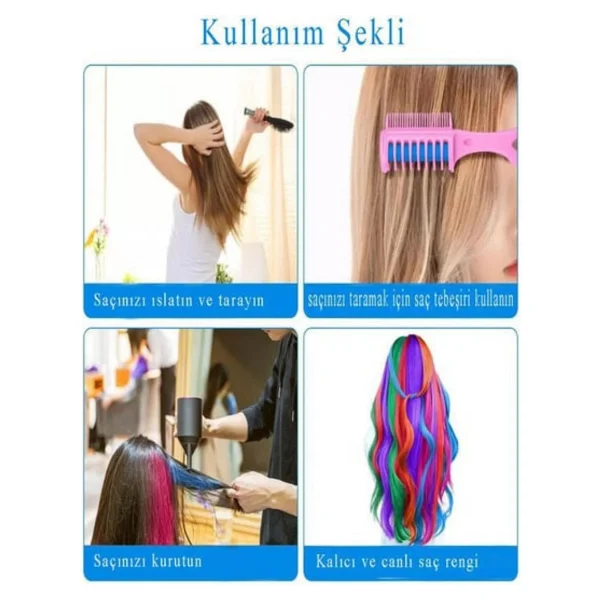 Saç Boyama Tarağı 3 Lü 1 Paket Bubu Saç Boyama Tarak Pembe Mor Ve Pembe Parlak Renkler Uygulaması Kolay - Görsel 4