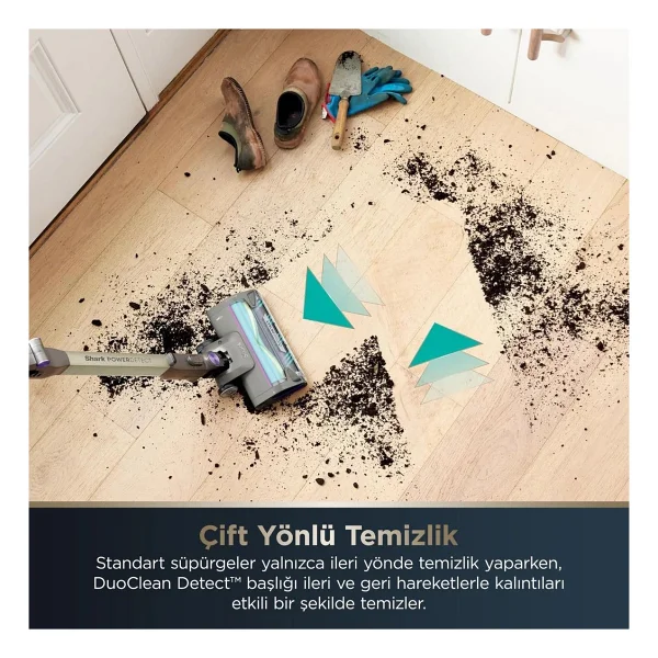 Shark Pet Başlıklı Şarjlı Dikey Süpürge - Otomatik Toz Boşaltmalı, Güçlü Emişli Kablosuz Süpürge - Siyah - Görsel 4