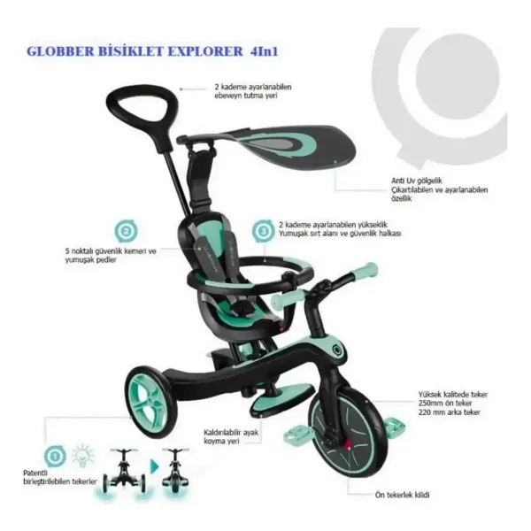 Globber Explorer 4 İn 1 Kırmızı Bebek Bisikleti - Görsel 8