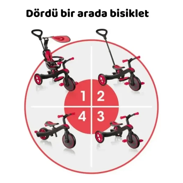 Globber Explorer 4 İn 1 Kırmızı Bebek Bisikleti - Görsel 10