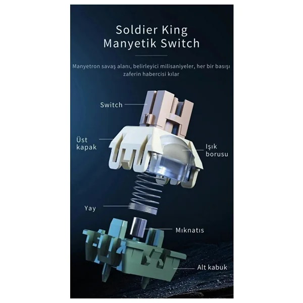 Ajazz AK980 Max HE Contour Beyaz RGB Magnetic Frost Switch Kablolu Mekanik Oyuncu Klavyesi - Görsel 6
