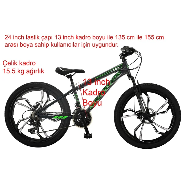 Salcano Lion 24 Md13 Mono Disk Fren Bisiklet (135 İle 155cm Arası Boy) - Görsel 2