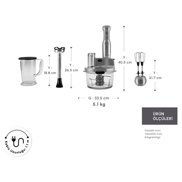 Karaca Mastermaid Prosteel Galaxy Grey 2500 W Cam Mutfak Robotu - Görsel 2