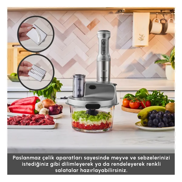 Karaca Mastermaid Prosteel Galaxy Grey 2500 W Cam Mutfak Robotu - Görsel 7