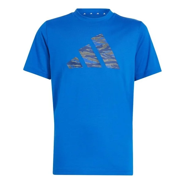 Adidas Train Essentials Camo-Print Jı6109 Mavi Kısa Kollu Bisiklet Yaka Çocuk Tişört - Görsel 9