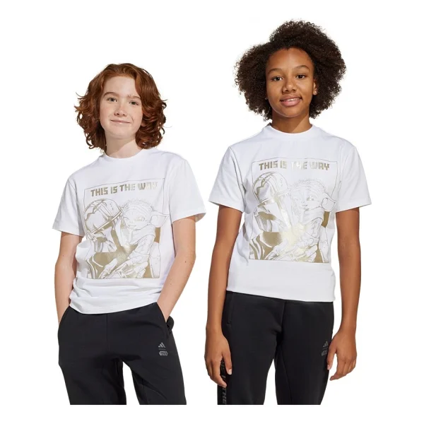 Adidas X Star Wars The Mandalorian Graphic Jf3637 Beyaz Kısa Kollu Bisiklet Yaka Çocuk Tişört - Görsel 7