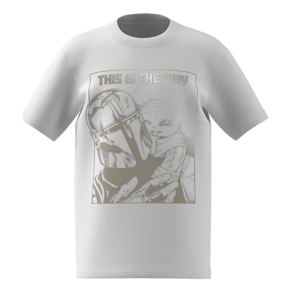 Adidas X Star Wars The Mandalorian Graphic Jf3637 Beyaz Kısa Kollu Bisiklet Yaka Çocuk Tişört - Görsel 9