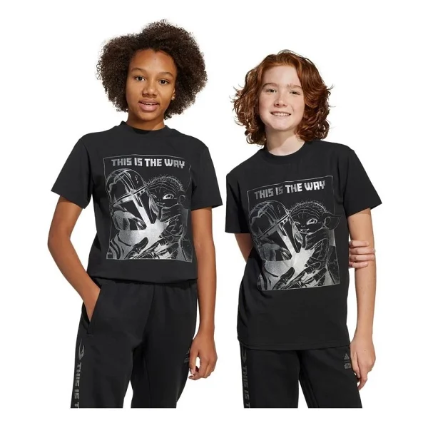 Adidas X Star Wars The Mandalorian Graphic Jd4547 Siyah Kısa Kollu Bisiklet Yaka Çocuk Tişört - Görsel 7