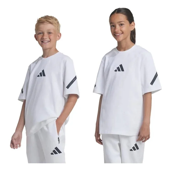 Adidas Z.N.E. Jj4144 Beyaz Kısa Kollu Bisiklet Yaka Çocuk Tişört - Görsel 9