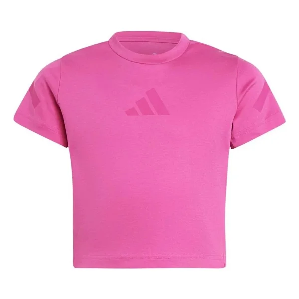 Adidas Z.N.E. Fitted Jj4852 Pembe Kısa Kollu Bisiklet Yaka Çocuk Crop Tişört - Görsel 7