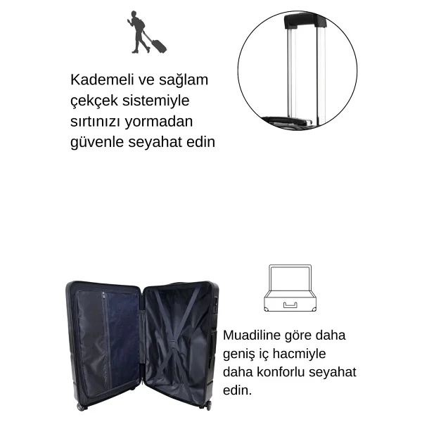 Nippon Kabin Boy %100 Polikarbon Valiz Karbon Siyah 1807 - Görsel 9