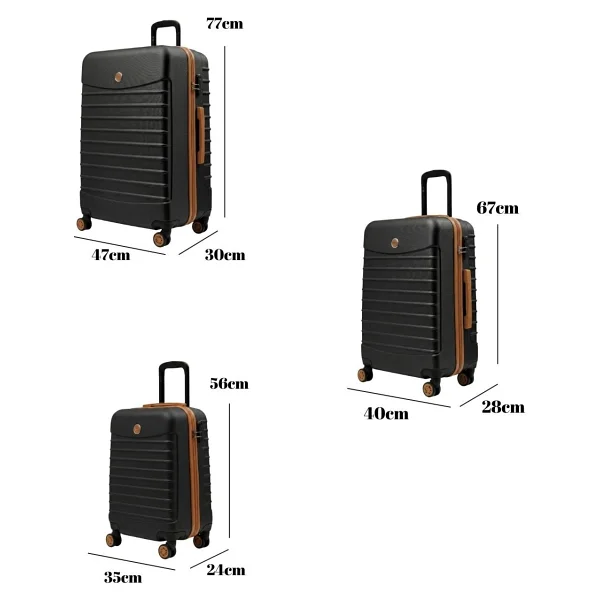 Louisiana Polo 1168 Abs Kabin + Orta + Büyük Boy Siyah Taba 3'lü Valiz Seti - Görsel 3