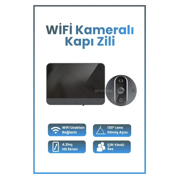 Bagajon Harvox Wi-Fi Kameralı Kapı Zili - 1080p Akıllı Kablosuz Görüntülü Kapı Zili, 130° Geniş Açı, Uzaktan Kontrol - Görsel 7