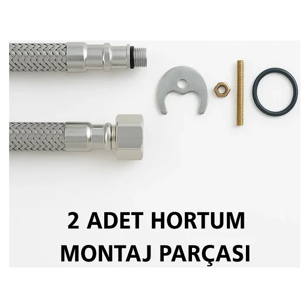 Sardıcı Tek Su Girişli Zarif Lavabo Bataryası Mix Borulu - Görsel 3
