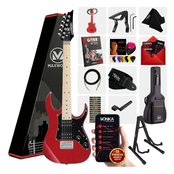 Maxword DE-150PU-ST Maple Klavye HH Manyetik Yüksek Kaliteli Elektro Gitar Seti - Görsel 7