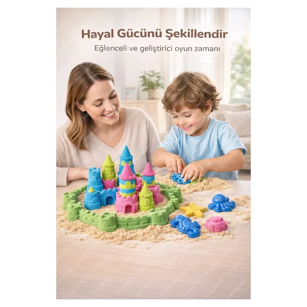 Heroes Kinetik Kum 1000 Gr Eğlenceli Ve Eğitici Oyun Hamuru Yumuşak Ve Kolay Temizlenir - Yeşil - Görsel 3
