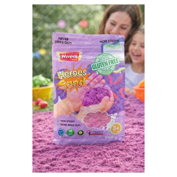 Heroes 1 Kg Kinetik Kum - Akışkan Ve Dağılmayan Eğitici Oyun Kumu Standart Paket - Pembe - Görsel 5