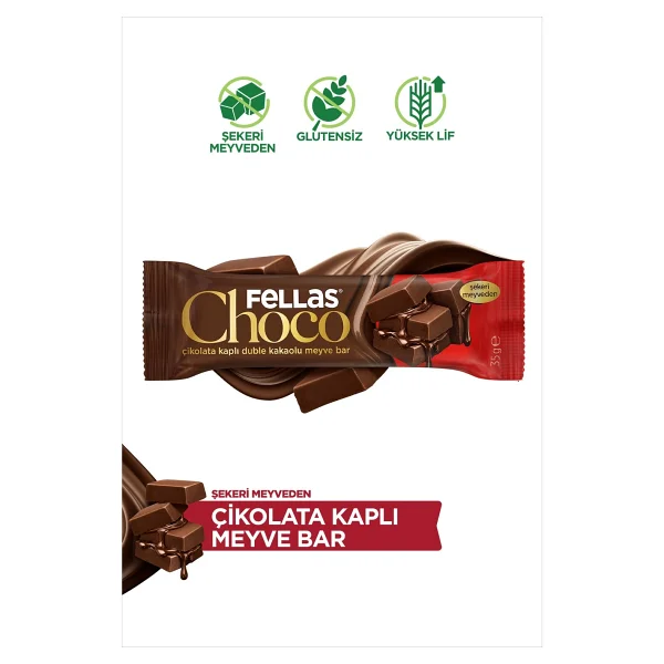 Fellas Choco - Çikolata Kaplı Duble Kakaolu Meyve Bar (35 G) X12 Adet - 12 X 35 G - Görsel 4