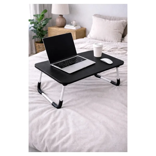 Hodbehod Portatif Katlanabilir Düz Yüzeyli Yatak Üstü Laptop Çok Amaçlı Sehpa Siyah - 60cmx40cmx27cm - Görsel 5