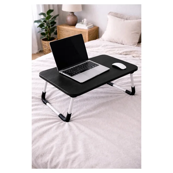 Hodbehod Portatif Katlanabilir Düz Yüzeyli Yatak Üstü Laptop Çok Amaçlı Sehpa Siyah - 60cmx40cmx27cm - Görsel 2