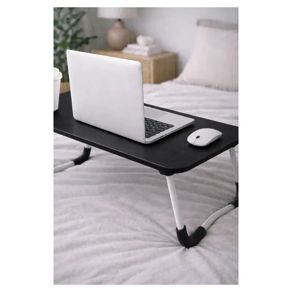 Hodbehod Portatif Katlanabilir Düz Yüzeyli Yatak Üstü Laptop Çok Amaçlı Sehpa Siyah - 60cmx40cmx27cm - Görsel 3