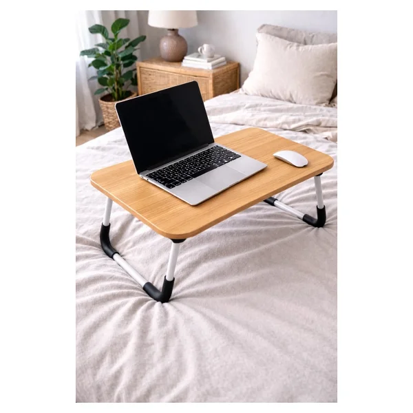 Hodbehod Laptop Sehpası Masası Katlanabilir Yatak Koltuk Üstü Kahvaltı Bilgisayar Sehpası - 60cmx40cmx27cm - Kahverengi - Görsel 2