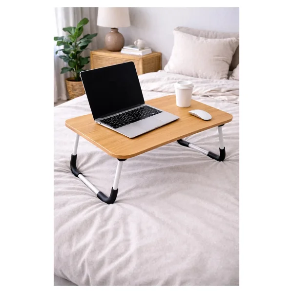 Hodbehod Laptop Sehpası Masası Katlanabilir Yatak Koltuk Üstü Kahvaltı Bilgisayar Sehpası - 60cmx40cmx27cm - Kahverengi - Görsel 3