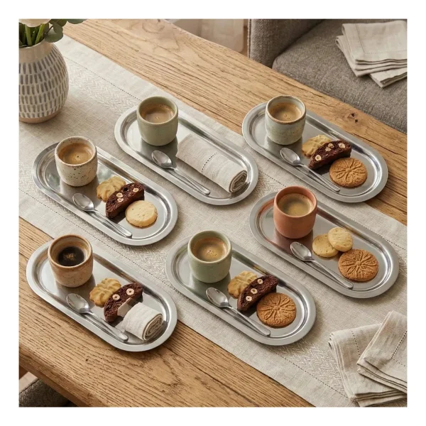 Sarkap Home 16x35 Cm 6'lı Silver Oval Sunumluk Metal Servis Tepsisi - Gümüş - Görsel 7