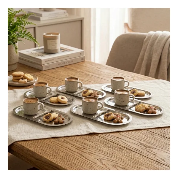 Sarkap Home 16x35 Cm 6'lı Silver Oval Sunumluk Metal Servis Tepsisi - Gümüş - Görsel 3