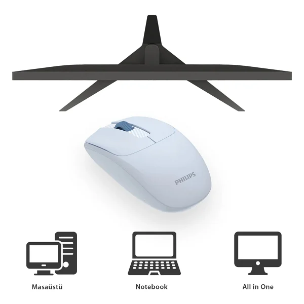 Philips Spk7398 Mavi Sessiz Optik Kablosuz Mouse - Görsel 6